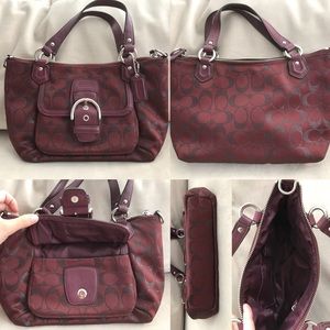 Coach Campbell Burgundy Oxblood Metallic Mini Tote
